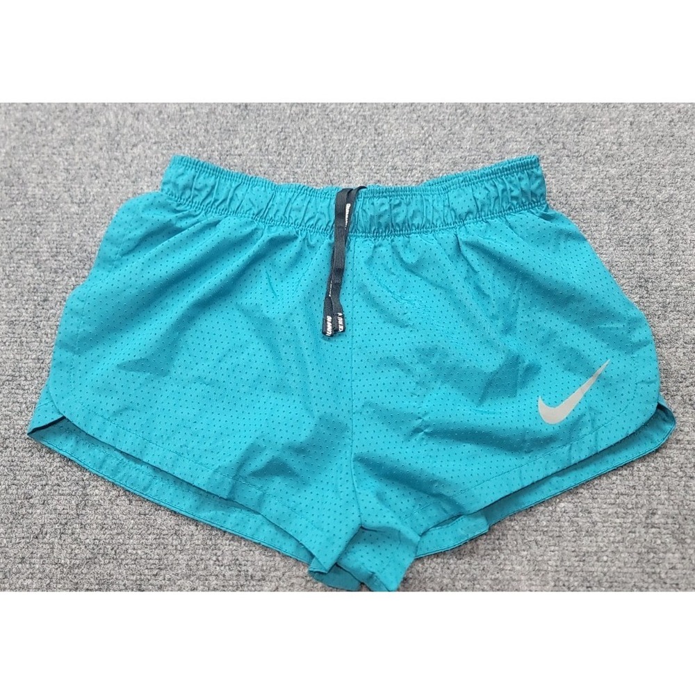 Nike Dri-Fit Running Shorts Women's Small Teal Built-in Brief Drawstring Pocket‎